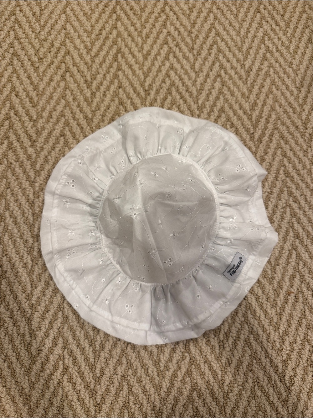 Flap Happy White Eyelet Ruffle Sun Hat for Kids